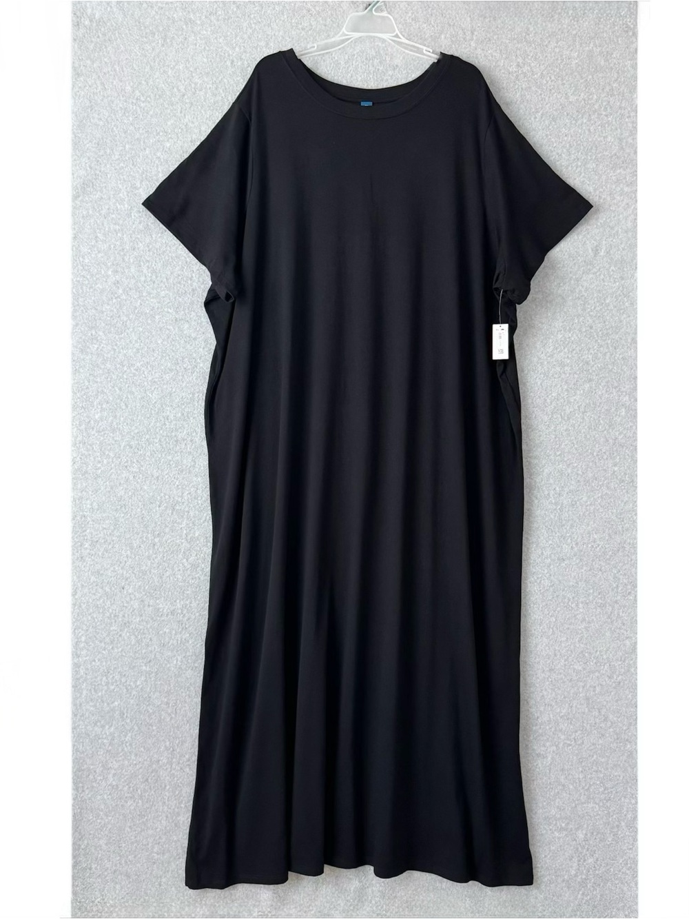 Old Navy Womens Short Sleeve Vintage Maxi T Shirt Dress Plus Size 4X Black NWT